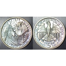 Banknoting Almanya 5 Mark 1984 D Hatıra-Gümrük Birliği 150. Yılı Çil.
