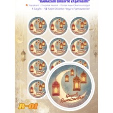 Ceres Studio R-01 Ramazan Sticker Seti 12 Etiket Çok Renkli 4x4 cm Yapışkanlı Parlak Kuşe Kağıdı