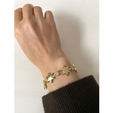 Elifra Gold Kaplama Kristal Taşlı Yıldız Figürlü Kadın Bileklik