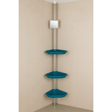 UltraMint Mavi 3 Katlı Plastik Köşe Rafı ve Alüminyum Direkli Organizer