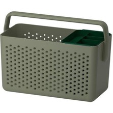 UltraMint Yeşil Bölmeli Saklama Sepeti, 35X17X25 Cm, Kulplu, Banyo ve Mutfak Için