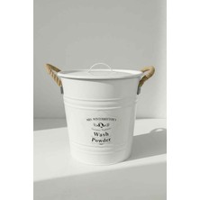 UltraMint Beyaz Metal Deterjan Kutusu, 9 Litre Kapaklı, Pratik ve Şık Depolama