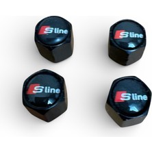 Ik Tunıng Audi S Line Logo Lu 4 Adet Siyah Metal Sibop Kapak Takımı