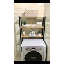 UltraMint Çamaşır Makinesi Üstü 3 Raflı Banyo Düzenleyici Ahşap Ceviz