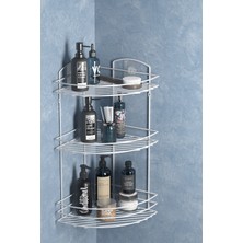 UltraMint Pratik 3 Katlı Yapışkanlı Banyo Rafı, Sabunluk ve Şampuanlık Seti