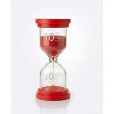 Hangora 10 Dakika Kırmızı Kum Saati - Dekoratif Cam Zamanlayıcı -Mutfak, Ders ve Oyun Süre Ölçer