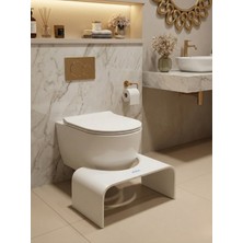 Ahşap Klozet Taburesi – Wc Basamak & Tuvalet Ayak Yükseltici – Banyo Tuvalet Taburesi – Ergonomik 24 cm -Beyaz ve Siyah