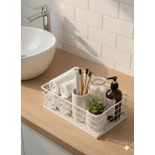 UltraMint Büyük Beyaz Metal Sepet, Mutfak ve Banyo Düzenleyici