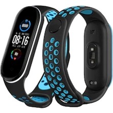 Karahanbey Newface Mi Band 6 Spor Delikli Kordon - Siyah-Mavi-Beyaz