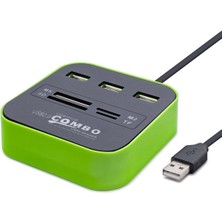 EkoAlışverişDünyam USB Hub 3*usb + Ms + Sd + M2 + Tf Yeşil HDX7006