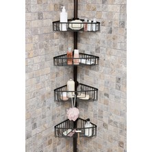 UltraMint Pratik ve Şık 4 Katlı Paslanmaz Alüminyum Banyo Köşe Rafı, Montajsız