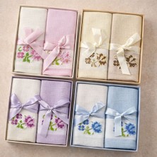 Mihres Nakışlı Havlu Seti 2'li Farklı Renklerde Mutfak Havlusu Hediyelik Havlu