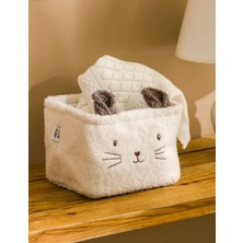 UltraMint Yumuşak Ekru Pelüş Banyo Organizer, 22 Cm, Şık ve Pratik Depolama Çözümü