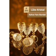 Mutfiko Kahve Yanı Bardağı Altın Yaldızlı Kristal Tasarım Premium 6’lı Set