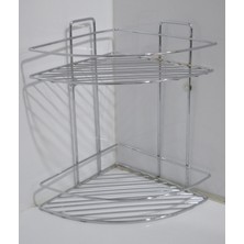 UltraMint Paslanmaz Çelik Banyo Köşe Rafı 300X230X320 Parlak Krom Tasarım