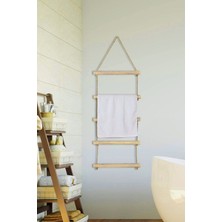 UltraMint 5 Katlı Jüt Merdiven, Ahşap Banyo ve Mutfak Havlu Askısı