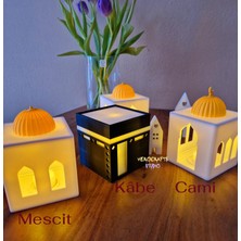 Heroicrafts Studio (3'lü Set) Kabe Cami Mescit Tealight Işıklı Dekor – Dini Ev Süsü - LED Mum Işıklı Dekor