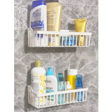 UltraMint Beyaz 2'li Banyo Rafı, Şampuanlık ve Düzenleyici, Pratik ve Şık Tasarım