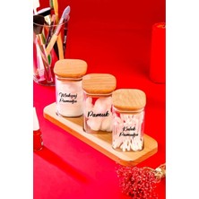 UltraMint Ahşap 3'lü Çapraz Standlı Mika Pamukluk Seti, Dekoratif Banyo Organizeri