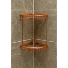UltraMint 2 Katlı Rose Gold Köşe Süngerlik, Askılı Sabun ve Şampuan Rafı