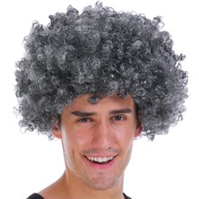 FRY Gri Renk Kabarık Bonus Peruk Afro Takma Saç