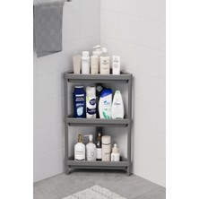 UltraMint Üçgen Çok Katlı Plastik Raf, Gri Banyo ve Mutfak Organizeri
