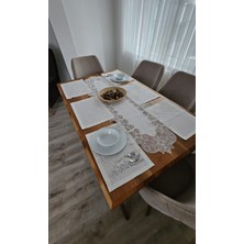 Zesa Home Keten Dokulu Lüks Fransız Dantelli Amerikan Seti -12 Kişilik, 13 Parça