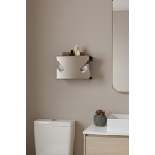 UltraMint Mat Siyah Rulo Havlu ve Banyo Rafı, Duvar Tipi, 35 cm