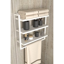 UltraMint 3 Katlı Metal Ahşap Duvar Havluluk ve Kitaplık, Şık ve Fonksiyonel Tasarım