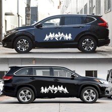 Mlh Store Dağ Orman Offroad Arazi Oto Özel Yeni Sticker Beyaz 39*130 cm