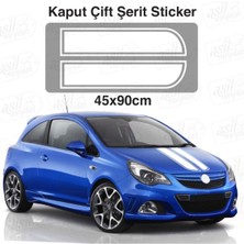 Mlh Store Oto Kaput Özel Yeni Sticker Çift Şerit Beyaz 45*90 cm