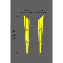 Mlh Store Oto Kaput Özel Yeni Sticker Çift Şerit 2 Adet Sarı 10*60 cm