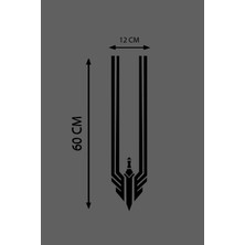 Mlh Store Oto Kaput Özel Yeni Sticker Üçgen Damga Siyah 12*60 cm