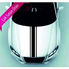 Mlh Store Oto Ön Kaput Çift Ince Çizgili Şerit Özel Yeni Sticker Siyah 118*10-118*3 cm