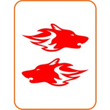 Mlh Store Kurt Başı Tasarım Oto Cam Özel Yeni Sticker 2 Adet Sağ-Sol Kırmızı 20*9 cm