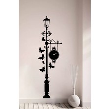 Mlh Store Park Lambası Kelebekler ve Duvar Saati Duvar Dekor Sticker 35 x 120 cm