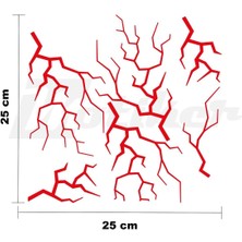 Mlh Store Şimşek Sticker 25X25CM Folyo Kesim Evrensel Desen Kaplama Kırmızı
