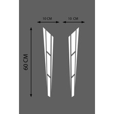 Mlh Store Oto Kaput Özel Yeni Sticker Çift Şerit 2 Adet Beyaz 10*60 cm