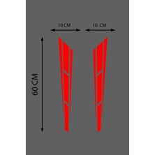Mlh Store Oto Kaput Özel Yeni Sticker Çift Şerit 2 Adet Kırmızı 10*60 cm