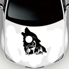 Mlh Store Bozkurt ve Dolunay Figür Oto Kaput Sticker 50 x 56 cm