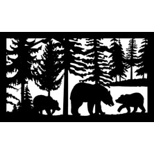 Mlh Store Ayı ve Orman Temalı Duvar Dekor Sticker 40 x 24 cm
