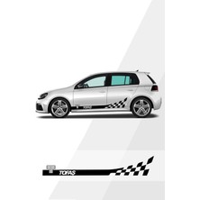 Mlh Store Tofaş Damalı Yan Şerit Sağ Sol 2 Adet Siyah