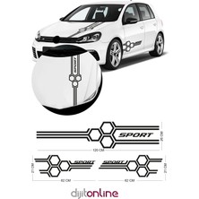 Mlh Store Petek Tasarımlı Oto Kaput-Marşpiyel Özel Yeni Sticker 3 Parça 120*26 CM/1ADET - 62*21 Cm/2 Adet