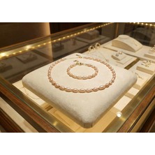 Maison Cloris Pembe Barok İnci Kolye - Bileklik Seti