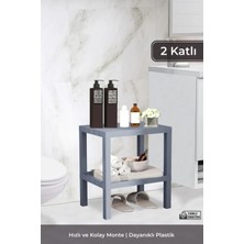 UltraMint Iki Katlı Çok Amaçlı Plastik Dekoratif Saksılık ve Kitlik, Gri