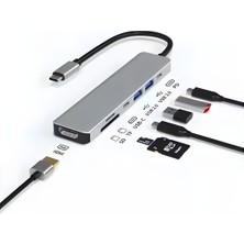 Daytona  CH-13C Macbook Uyumlu Type-C To 2* USB 3.0 Sd Tf 4K Hd 1080P HDMI Pd Kart Okuyucu Çevirici Hub Adaptör