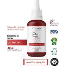 Voop Yüz & Cilt Kırmızı Peeling Bakım Serumu | Leke Karşıtı Özellikli - 30 ml | %10 Aha, %2 Bha