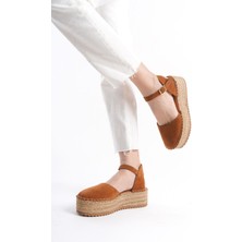 Mubiano Collection Mubiano Hakiki Deri Collection Kadın Süet Platform Espadril Taba -MCRGN291-TB