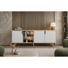 VM VERTEX MOBİLYA Latina Modern Konsol 3 Kapaklı 180 cm Safir Meşe - Beyaz