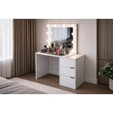 Modena Hollywood Işıklı Aynalı Çekmeceli Makyaj Masası Beyaz